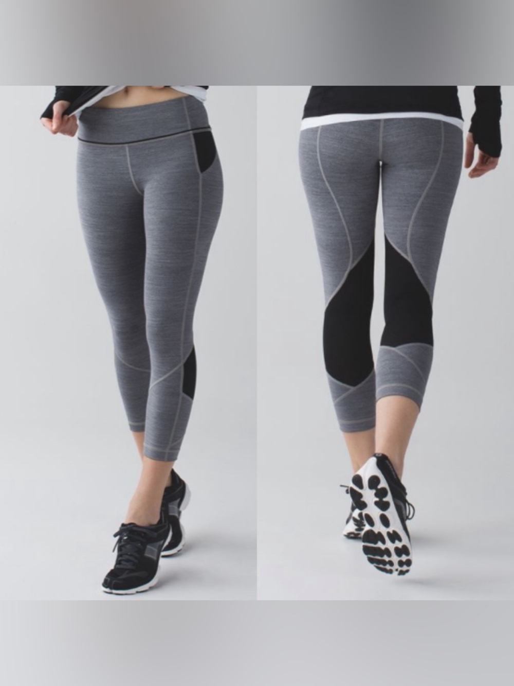 Lululemon Pace Rival Crop Space Dye Camo Black Dark‎ Slate Leggings 2